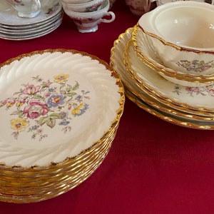 Royal China Vintage “Floral” China 22k Gold Rimmed