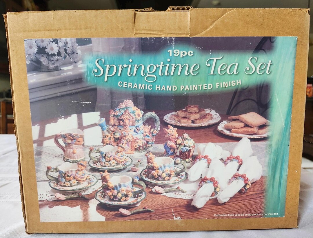 19 Piece Springtime “bunny Theme Tea Set By - Etsy