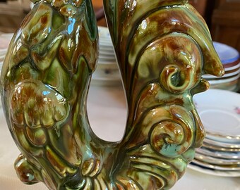Vintage Retro Green Signed Rooster