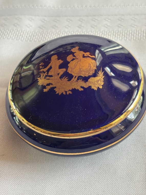 D’Limoges Cobalt Blue Victorian Trinket Box - image 1