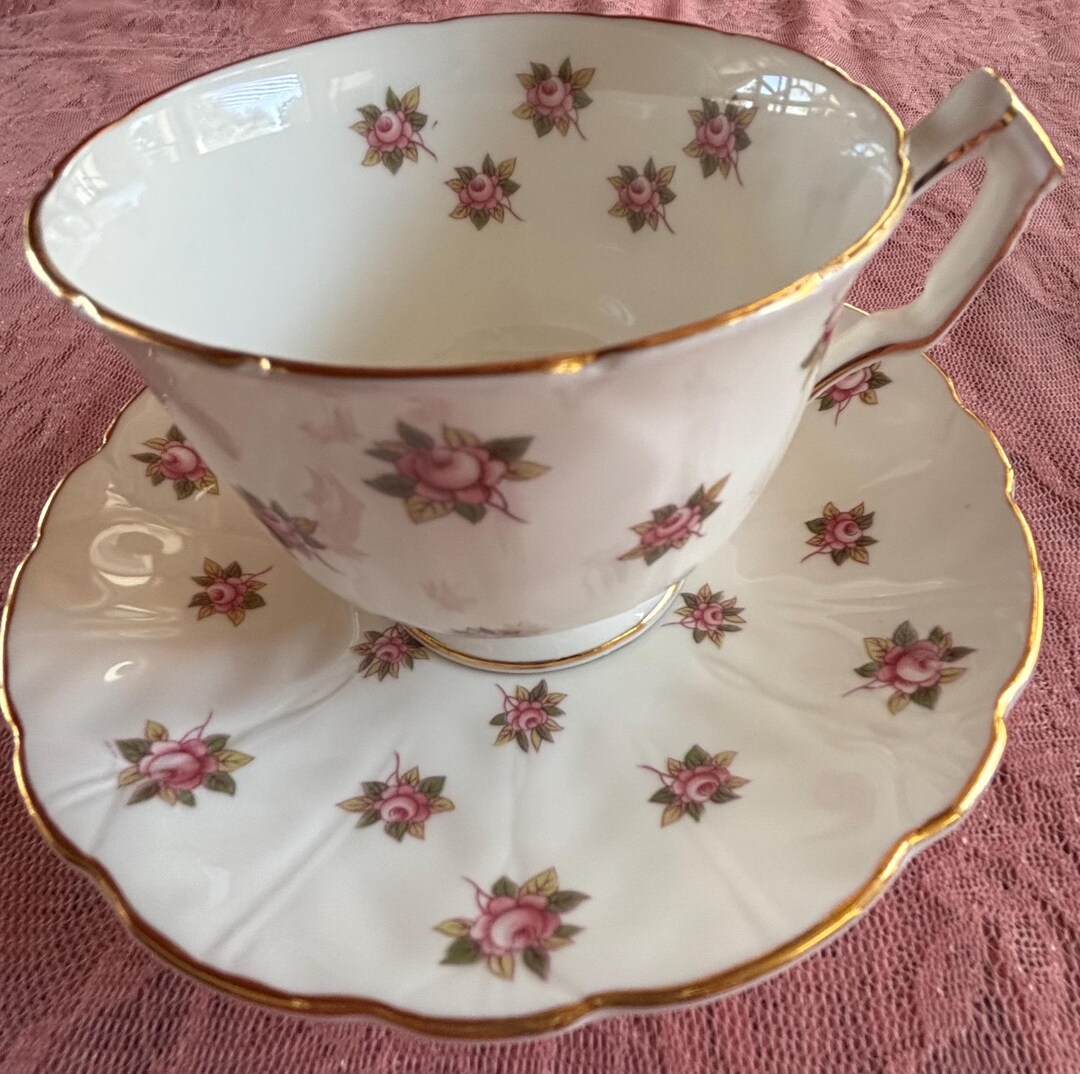 Aynsley English Bone China Rosedale Teacup and Saucer Set - Etsy