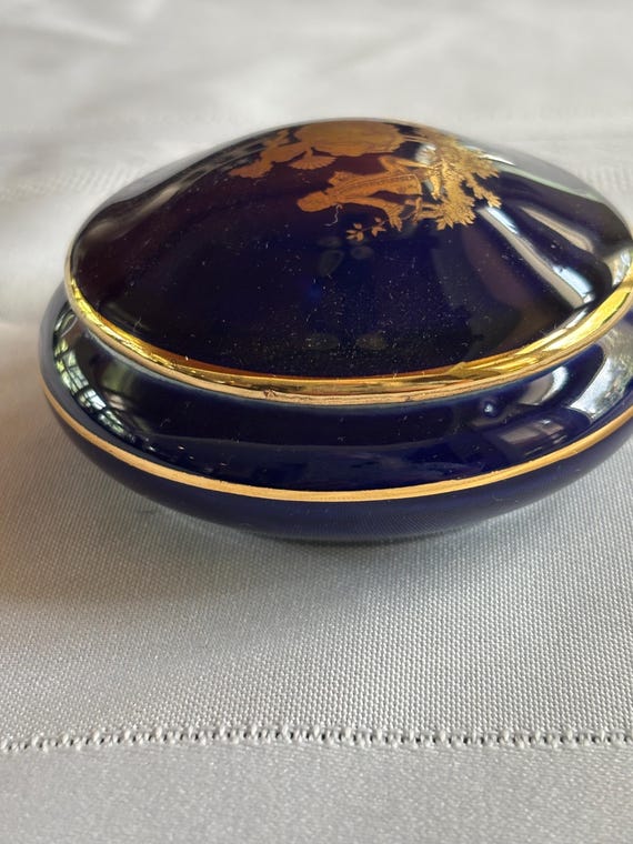 D’Limoges Cobalt Blue Victorian Trinket Box - image 4