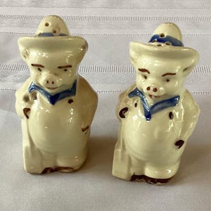 Shawnee Pottery Farmer Pigs Salt and Pepper Shakers