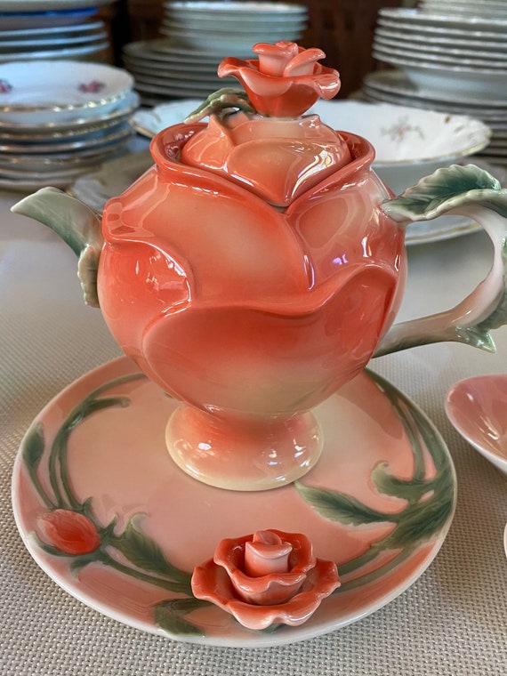 Sorelle Fine Porcelain Mini Tea Set With Coral Rose Design - Etsy