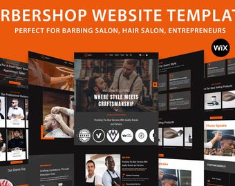 Barbershop Wix Website Template: Modern Hair Salon Design, Wix website for men salon, Barber stylist website template