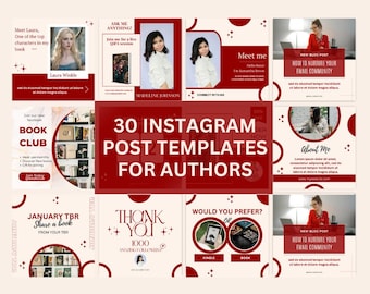 Instagram-berichtsjablonen auteur: canva-ontwerpen voor boekpresentatie (digitale download)