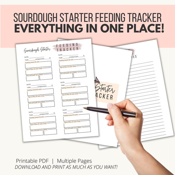 Sourdough Tracker, Levain Starter Tracker, Sourdough Starter Feeding Tracker, Sourdough Log, Sourdough Printable, Instant Download