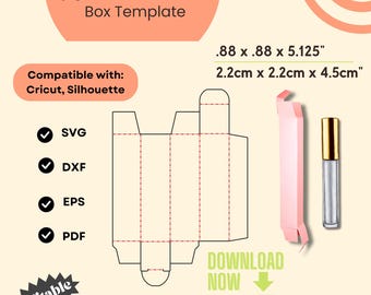 Lip Gloss Template, Mascara Box Template - SVG DXF Files | Cricut & Silhouette Compatible Packaging Design