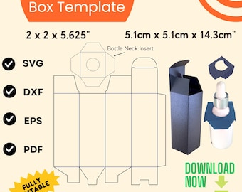 Dropper Bottle Box Template: 4oz-6oz Packaging (SVG, DXF, PDF)
