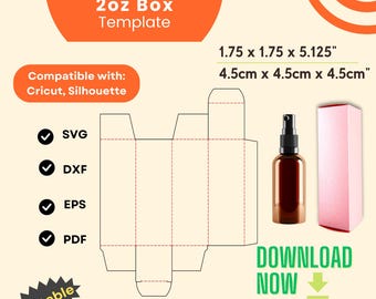 2oz Box Template for Cricut & Silhouette (svg, dxf, eps, pdf)