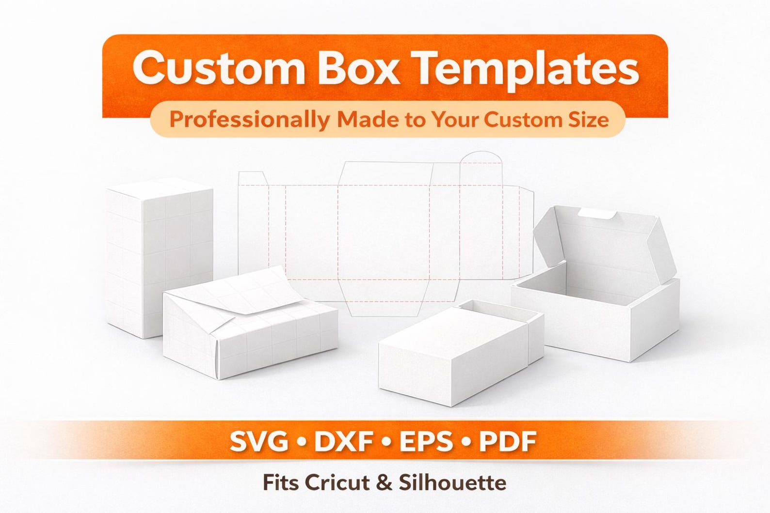 Custom Box Template SVG, Downloadable Box Size for Cricut or Silhouette ...