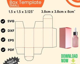 Essential Oil 1oz Box Template - Fully Editable SVG, DXF, EPS | Perfect for Cricut, Silhouette & Crafting | Friction Closure Tuck Box Design
