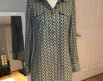 Tory Burch Elephant Print Signature Button Tunic Shirt, Size 6