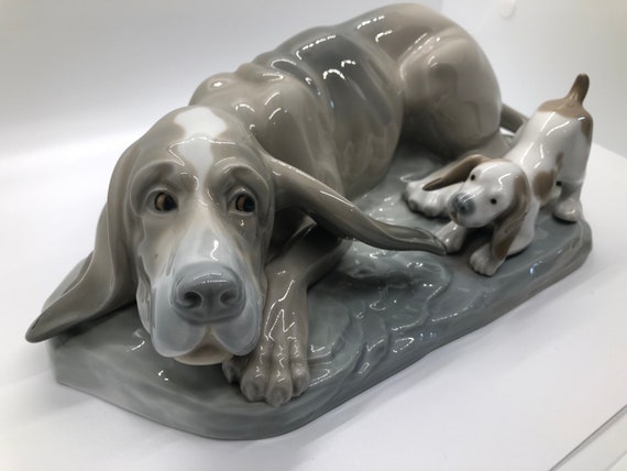 Retired Rare 1984's Nao by Lladro Spain Porcelain Dog & Puppy