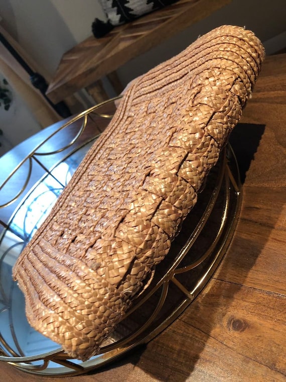 Large Tan Woven zippered clutch/handbag - image 3