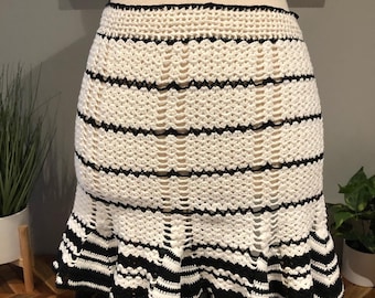 Black & White crocheted apron skirt
