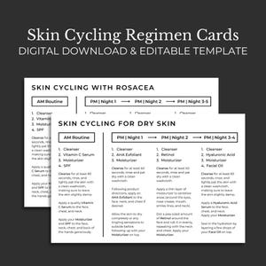 Minimalistische Karten nach Hauttyp für Kosmetikerinnen Digitaler Download und bearbeitbare Vorlage