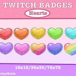 Instant Download Twitch Badges! | Heart Badges | Bit Badges/Sub Badges | Cute | Twitch, Discord | Chibi