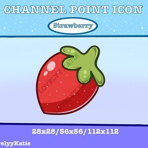 Strawberry Channel Point Icon!! Strawberry Fruit Red | Cute | Twitch | Badges | Chibi