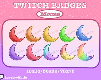 Instant Download Twitch Badges! | Moon Badges | Bit Badges/Sub Badges | Cute | Twitch, Discord