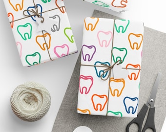 Dental Wrapping Paper, Tooth Gift Wrap, Dental School Graduation Gift, Dentist Gift Wrap, Tooth Fairy, Teeth Gift, Dental Hygienist Gift