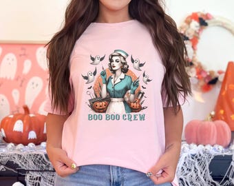 Spooky Nurse Halloween Shirt, Boo Boo Crew Nursing Shirt, School Nurse Boo Crew, Funny CNA Halloween Shirt, Holiday Pediatric Nurse Shirt