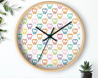 Tooth Wall Clock, Dental Office Decor, Dentist Gift, Front Office Orthodontist Wall Art, Teeth Decoration