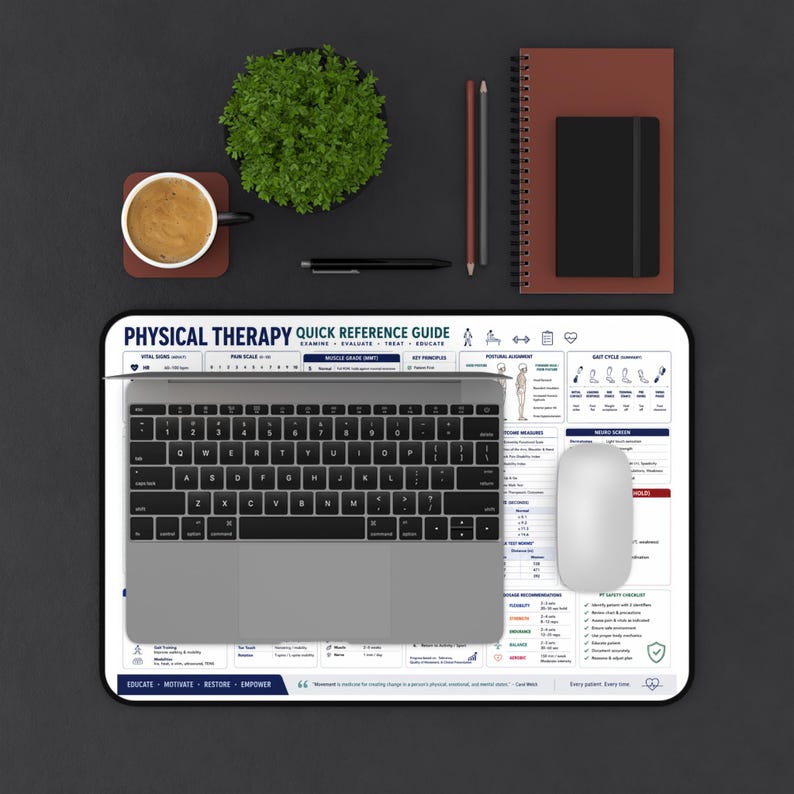 Physical Therapy Quick Reference Guide Desk Mat, Physical Therapist Study Tool, PT Student, PTA Gift, DPT Gift image 5