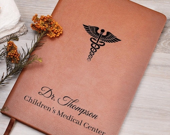 Doctor Leather Journal, Custom Name Portfolio, Healthcare Worker Notebook, Leather Journal for Medical Worker, Medical School Grad Gift