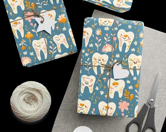 Dental Wrapping Paper, Tooth Gift Wrap, Dental School Graduation Gift, Dentist Gift Wrap, Tooth Fairy, Teeth Gift, Dental Hygienist Gift
