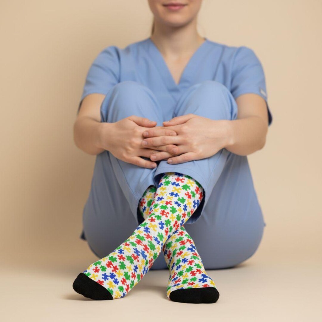 Autism Awareness Socks, Colorful Fun Crew Socks, Autism Mom Gift ...