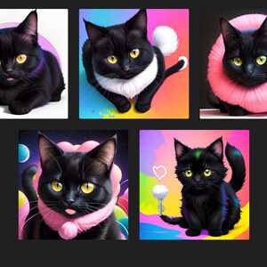 5 immagini di un gatto nero generate dall'intelligenza artificiale