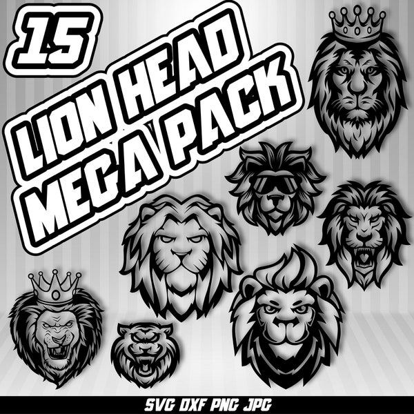 Lion, King Lion, Crown, Glasses - MEGA PACK - 15 - SVG