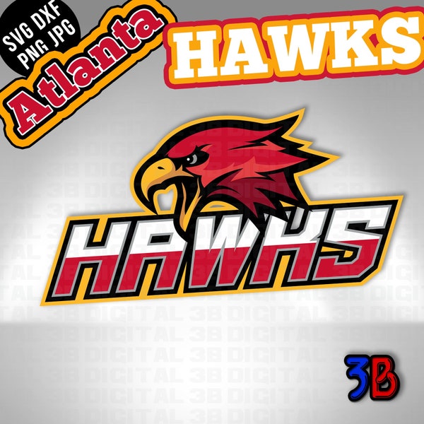 Hawks - Basketball Hoops Atlanta Team Remake SVG Cut File Logo Sports