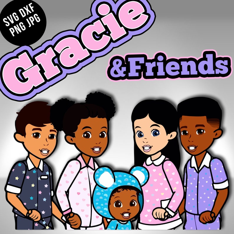 Gracie's Friends Girl Hand Drawn Corner SVG Digital Etsy