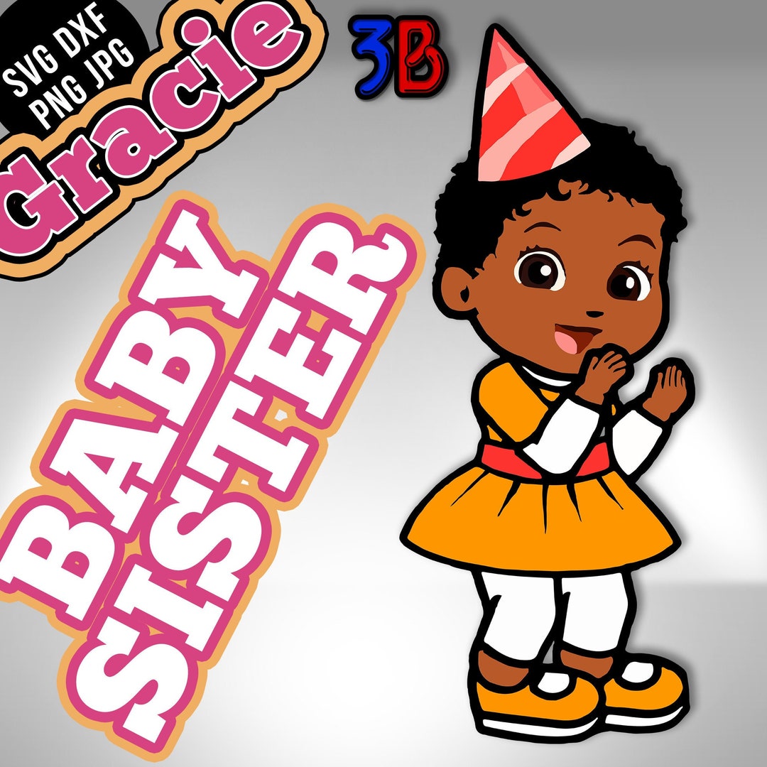 Gracie's Little Sister Girl Hand Drawn Corner SVG Etsy