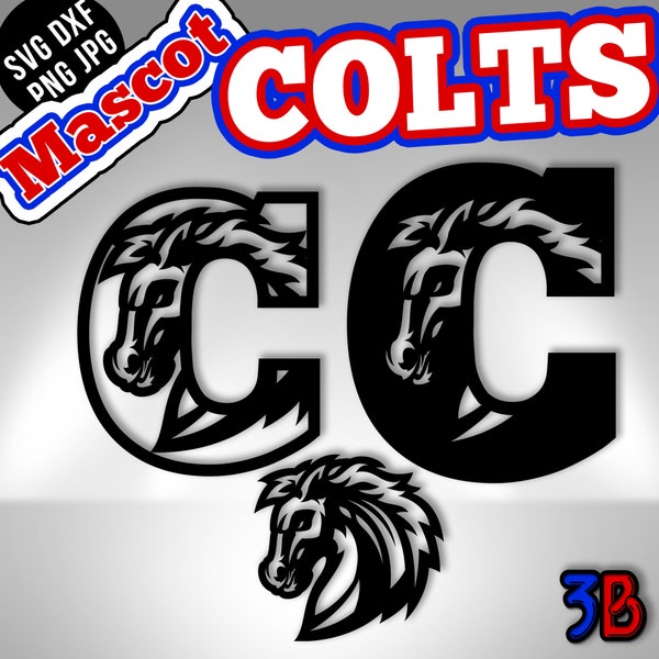 Colts - Mascot & Letter Team Logo, Sublimation/Cut File, T Shirts and more