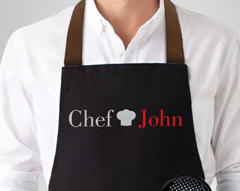 Personalisierte Kochschürze für Männer – personalisierte bestickte Schürze für Frauen mit Taschen – Küchenschürze, Kinderschürze mit Namen – Kochgeschenk