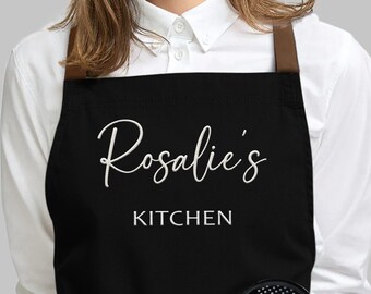 Tablier brodé personnalisé avec votre texte - Tablier de cuisine personnalisé pour homme femme enfant avec poches - Tablier de cuisine avec nom - Cadeau de chef