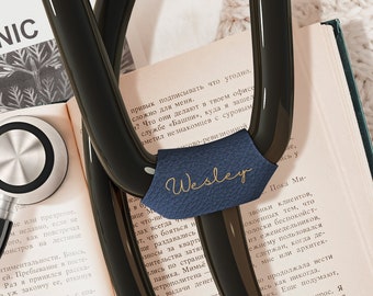 Personalized Leather Stethoscope Id Tag - Custom Stethoscope Name Tag Stethoscope Charm - Thank You Gift for Nurse & Doctor