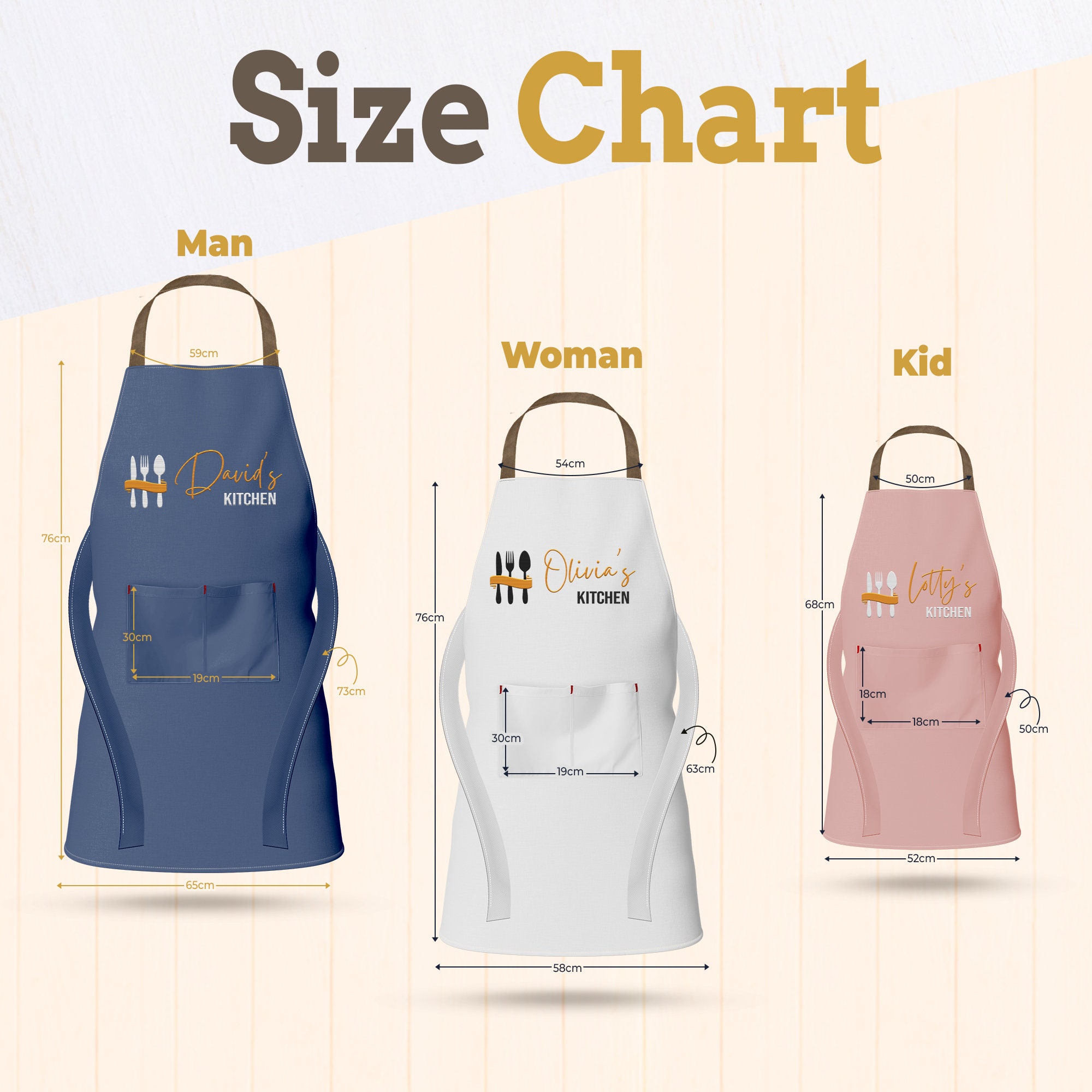 Embroidered Apron Custom - Personalized Cooking Apron for Woman Man Kid with Pockets - Kitchen Apron Apron with Name - Chef Gift