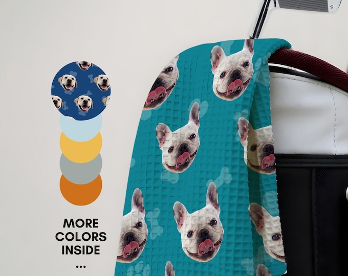 Custom Gifts for Golf Lover - Personalized Golf Towel with Your Photos - Heart Background Design