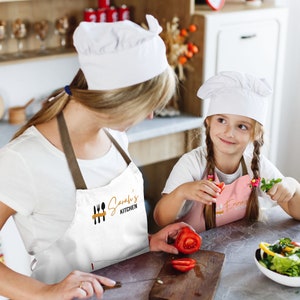 Tablier brodé personnalisé Tablier de cuisine personnalisé pour femme homme enfant avec poches Tablier de cuisine avec nom Cadeau de chef image 2