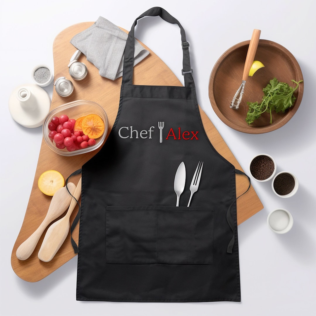 Ensemble Tablier Et Toque De Chef Personnalisable - Polyester, Ajustable, Unisexe