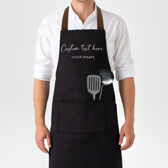 Custom Embroidered Aprons for men with Your Text - Personalized Aprons Woman Kid with Pockets - Dad Gift Mother Birthday Gift