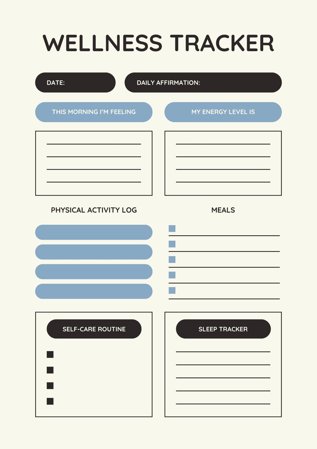 Wellness Tracker Printable | Daily Health Journal | Mental Health Log ...