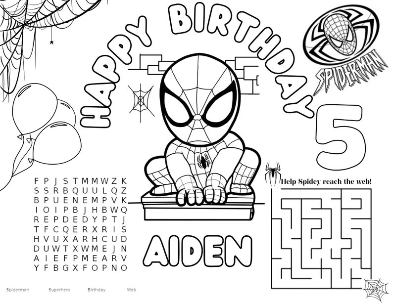 Custom Spiderman Coloring Page - Etsy