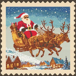 Shady Santa Stamp Cross Stitch Pattern