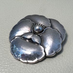 Nachlass Georg Jensen Sterling Silber Stiefmütterchen Brosche Ganz Silber Nr. 113
