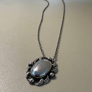 Nachlass Georg Jensen Sterling Silber Anhänger mit großem Silber Cabochon Nr. 158
